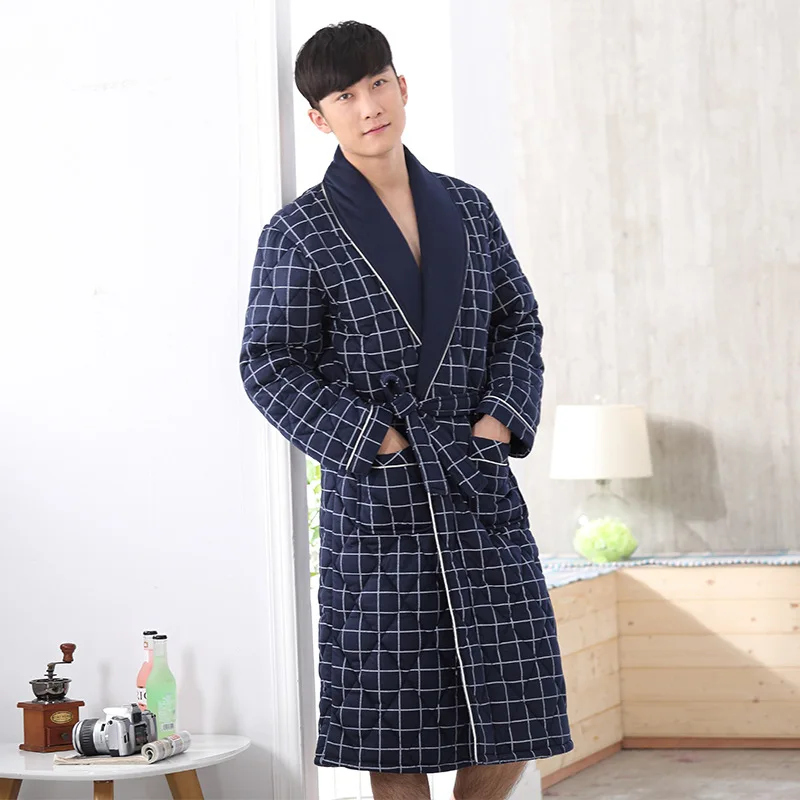 88421 New autumn and winter nightgown men and women couples thick cotton pajamas large size bathrobe warm and static-free - Цвет: 88421