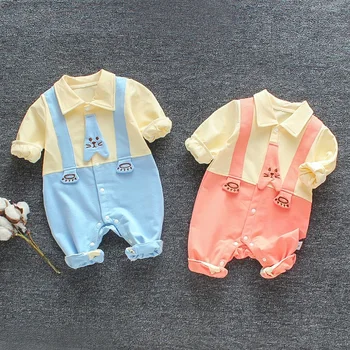 

Autumn Baby Bodysuit Girl Bodysuit Infant Boys Long Sleeve Tie Gentleman Rompers Jumpsuit Kids Outfits