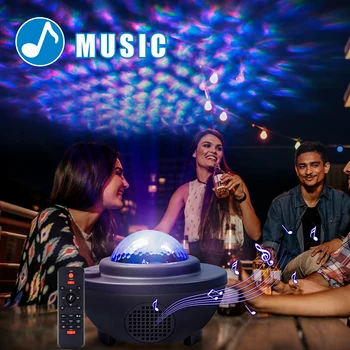 

Sound-Activated LED Galaxy Light Projector Star Shower with Music Player Remote Control Bluetooth Laser Night Light Party Decor
