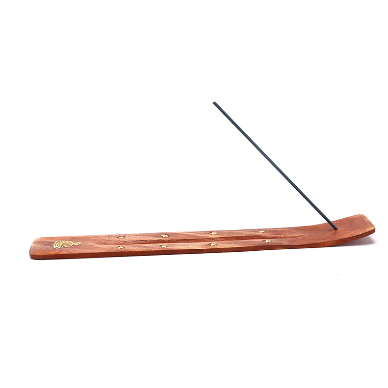 1PC Natural Plain Wood Wooden Incense Burner Stick Ash Catcher Holder Plate