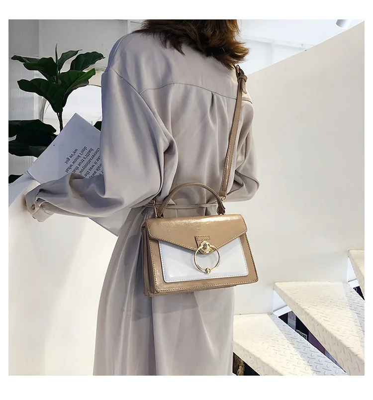 

Ocean-style lady 2019 new Chao Korean version Baitao oblique fashion collision color ring one-shoulder handbag