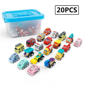 

20PCS Mini Pull Back Car Set High Quality Non-toxic Colorful Pull Back Car Toy Storage Box Set For Little Boys