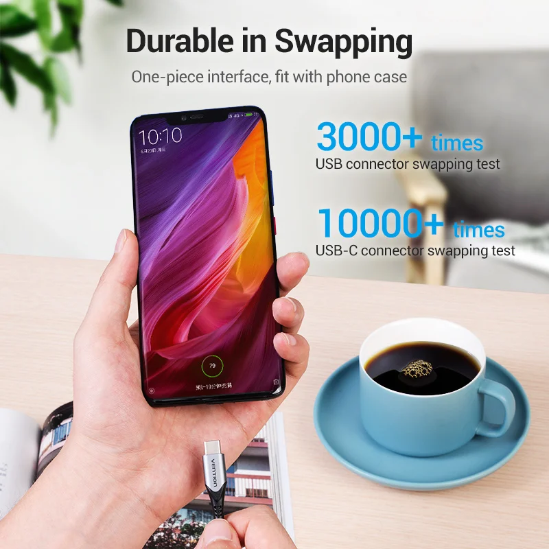 Vention 5A USB C кабель типа для передачи данных Huawei Mate 30 P40 Pro 40W быстрая зарядка Type