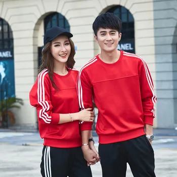 

2020 Spring Long-sleeved Sports Suit Male South Korean Silk Plus Size Men's Sportswear Suit Female Couple Casual Sweater
