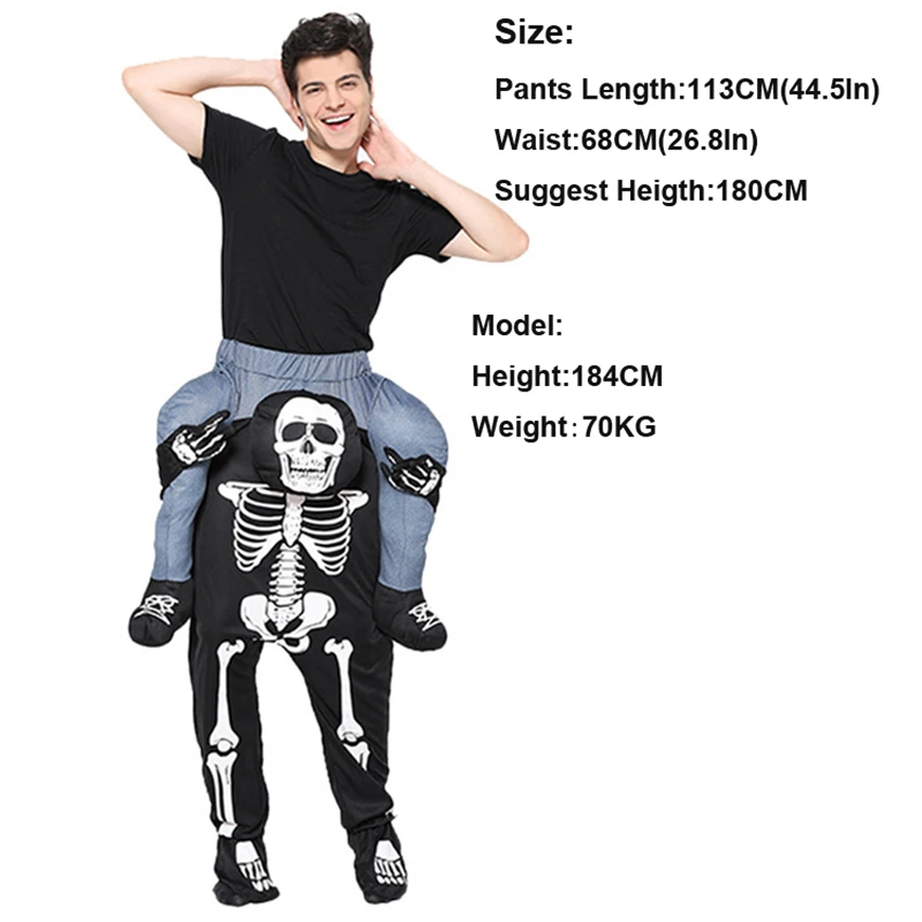 Day of The Dead Costume Skeleton Men Scary Cosplay Halloween Costume for Women Gothic Horror Pants Devil Disguise Carnival Party