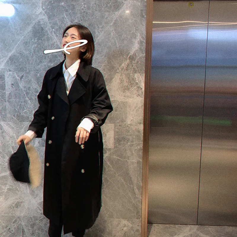 Mooirue весенний Женский Тренч с хлопковой подкладкой однобортный длинный свободный кардиган Harajuku корейский Кардиган женственная верхняя одежда