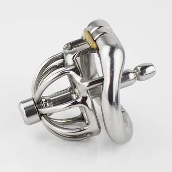 Stainless Steel Stealth Lock Male Chastity Device With Catheter Cock Cage Penis Lock Cock Ring Chastity Belt 6