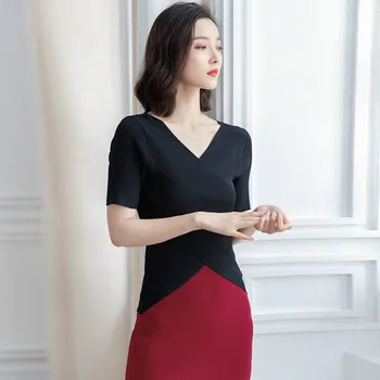 

Summer Short Sleeve Cute Knitted Black Sweaters Chic Girls Knitwear Slim V-neck Criss Cross Top Ladies Office Pullover Hot Women