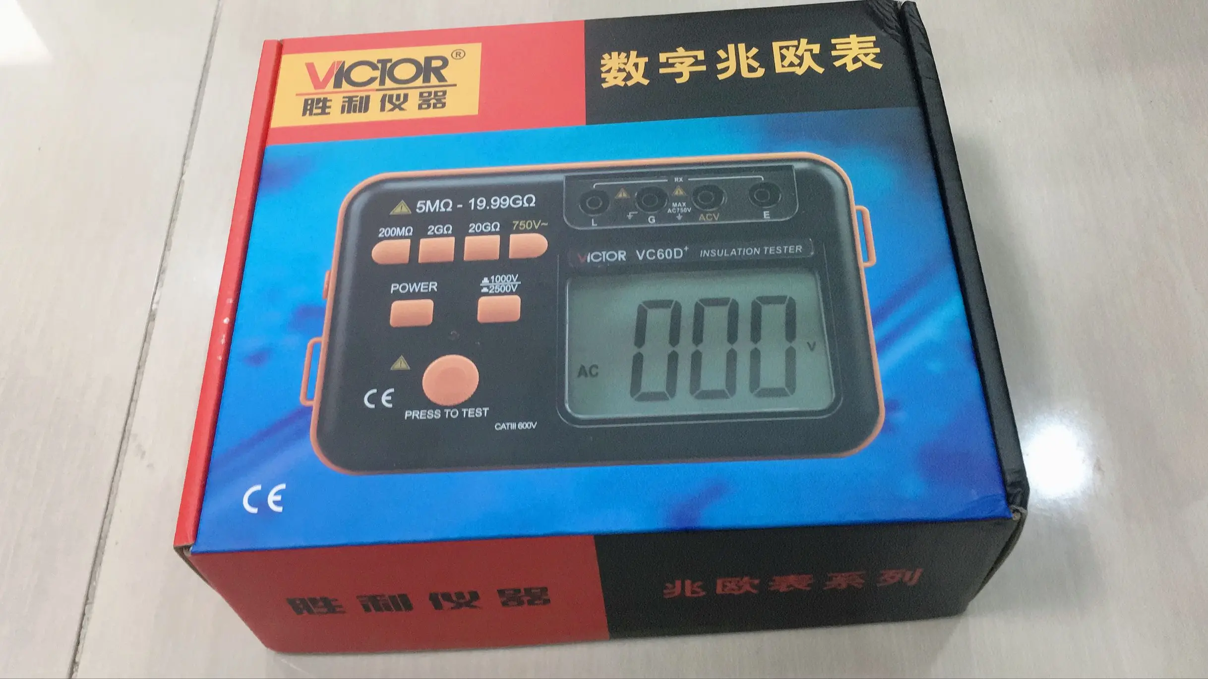 Victor VC60B+ цифровой тестер сопротивления изоляции 1000 в измеритель изоляции DC/AC 0,1~ 2000 м ом оптом