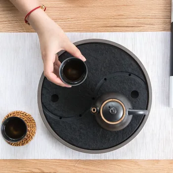 

Wujin Stone Tea Tray Bamboo Tea Tray Small Number Round Water Storage Kung Fu Tea Tray Tea Table Chinese Tea Table Black Trays