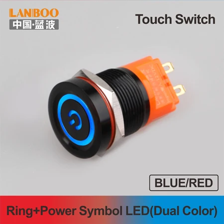 Power LED LANBOO 19 мм сенсорный кнопочный переключатель с led светильник concact управление Мягкий сенсорный кнопочный переключатель Индуктивный переключатель водонепроницаемый IP68 - Цвет: Power LED