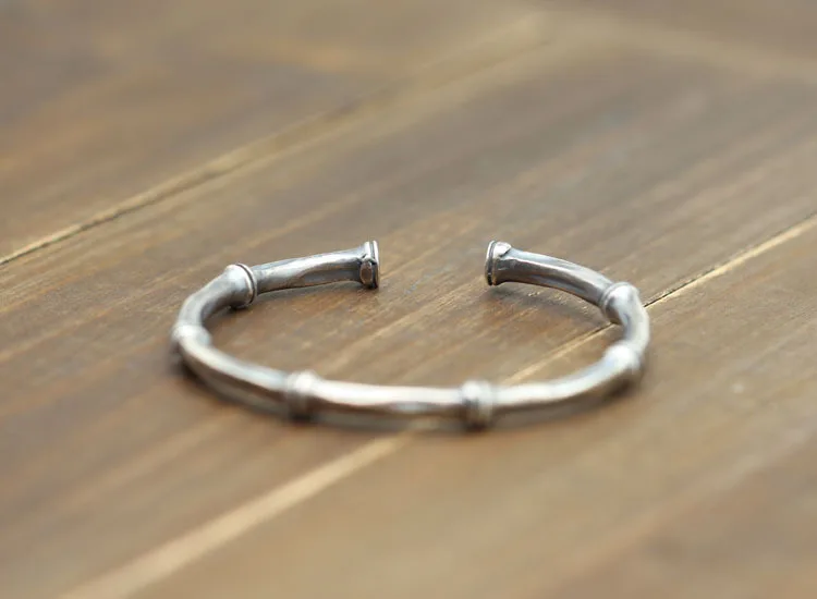 

Retro Simple zuo jiu kuan Cool Bracelet Fine Silver 925 Ethnic-Style Bamboo Joint Adjustable Ladies' Bracelet Thai Silver Access