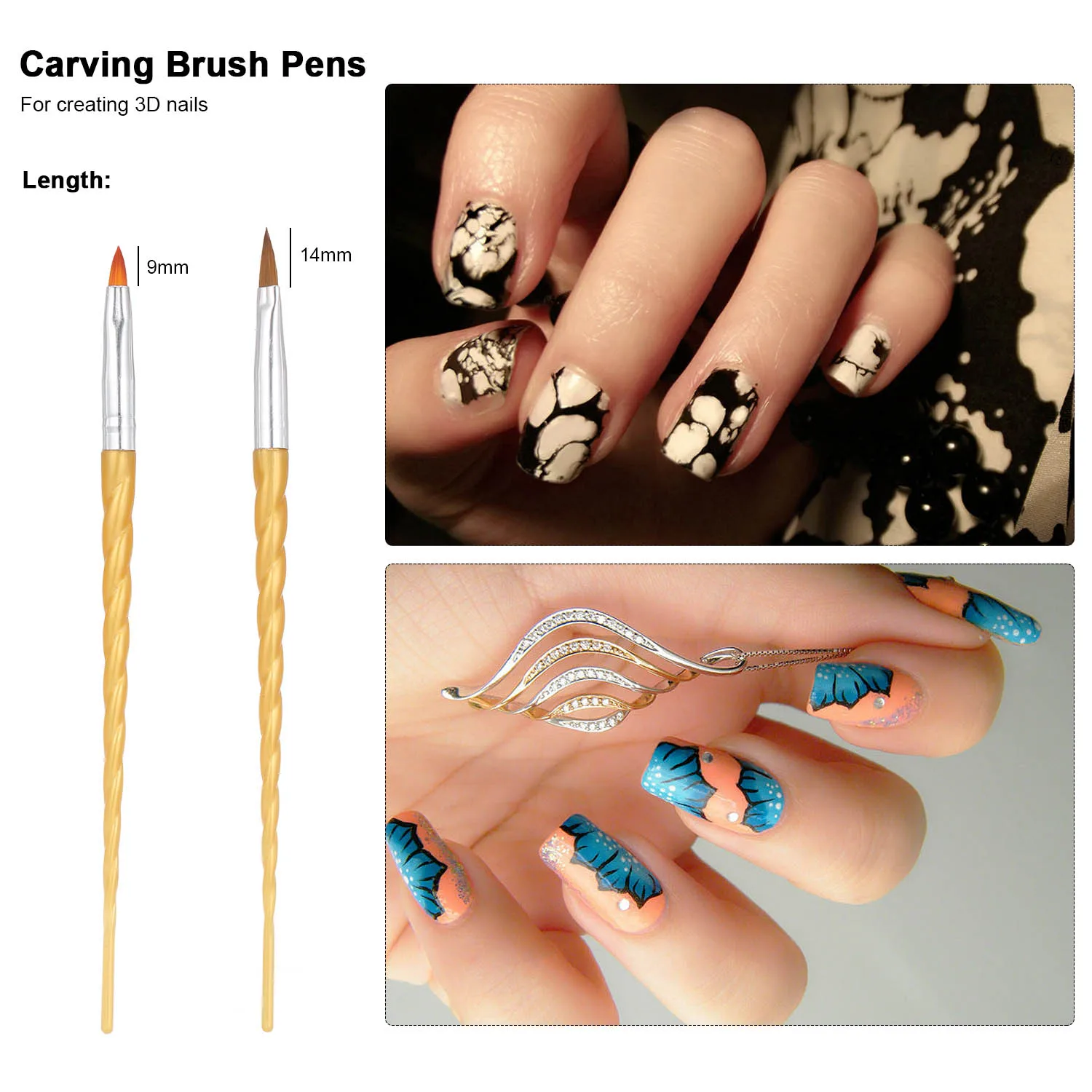 10pcs Nail Art Brush Kit Nail Art Tips UV Gel Nail Builder Brush Painting Drawing Pen Brush for Nail Art Design Manicure Tools