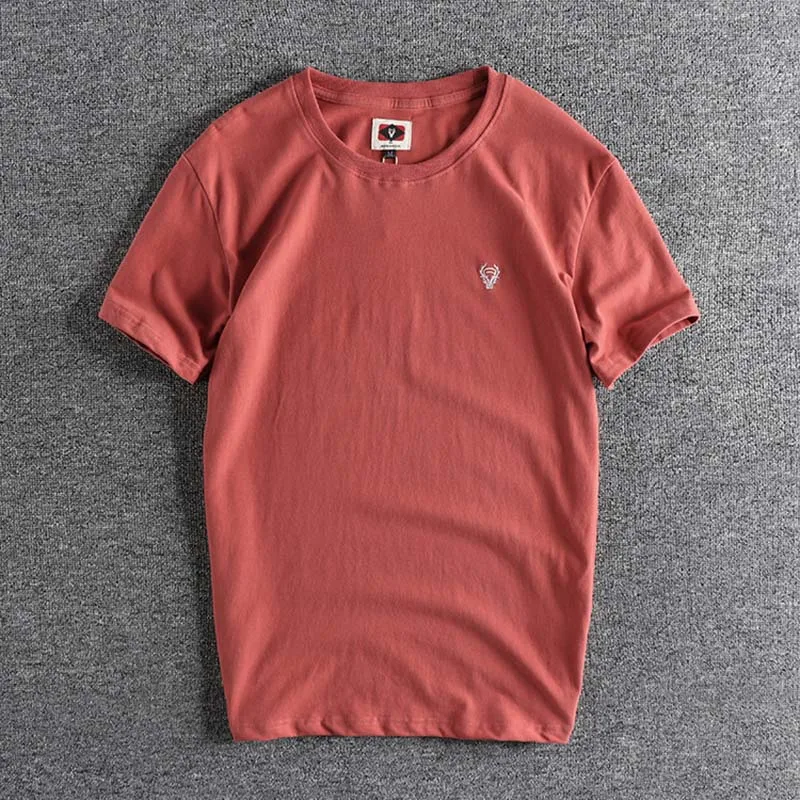 

2019 new arrival Simple English pure embroidered T-shirt Summer men's short-sleeved Tops plus size T high quality for promotion