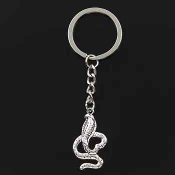 

Fashion Keychain 35x19mm Cobra Snake Silver Color Pendants DIY Men Jewelry Car Key Chain Ring Holder Souvenir For Gift