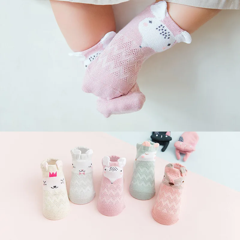 

CHILDREN'S Cotton Socks Wholesale Spring And Summer New Products Baby Mesh Breathable Short Socks Cute Cartoon Stereo Children S
