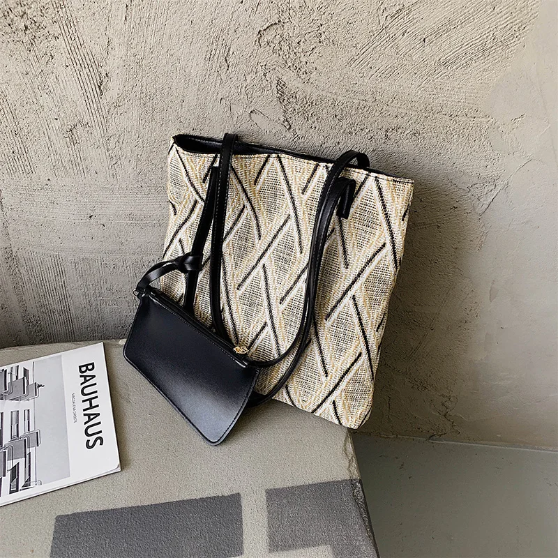 

Texture Popular Shoulder Bag Women Bag 2020 New Popular Vintage High Capacity Handbag Tote Bag