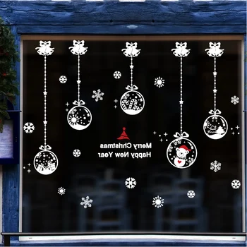 

[SHIJUEHEZI] Christmas Window Stickers Vinyl DIY Balls Wall Decals for Living Room Bedroom Shop Glass New Year Decoration