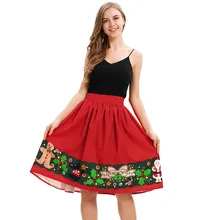 Для женщин к Рождеству Лось дерево с изображением Санта-Клауса, вечерние юбка Винтаж короткими расклешенными с коротким и широким подолом стрейч Высокая Талия; Праздничная юбка; эластичная женская обувь