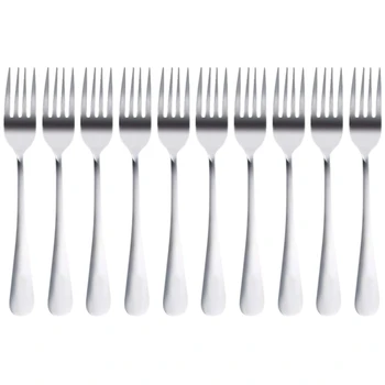 

10 PCS Fork Table Stainless Steel Steak Fork Forks Cutlery Dinner Table, Fruit Salad, Steak-18.5cm Total Length