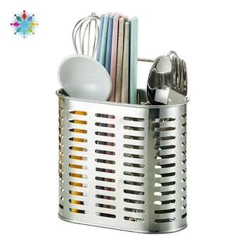 

Stainless Steel Chopsticks Tube Kitchen Household Drain Chopsticks Cage Wall Hanging Suction Cup Storage Rack TLS