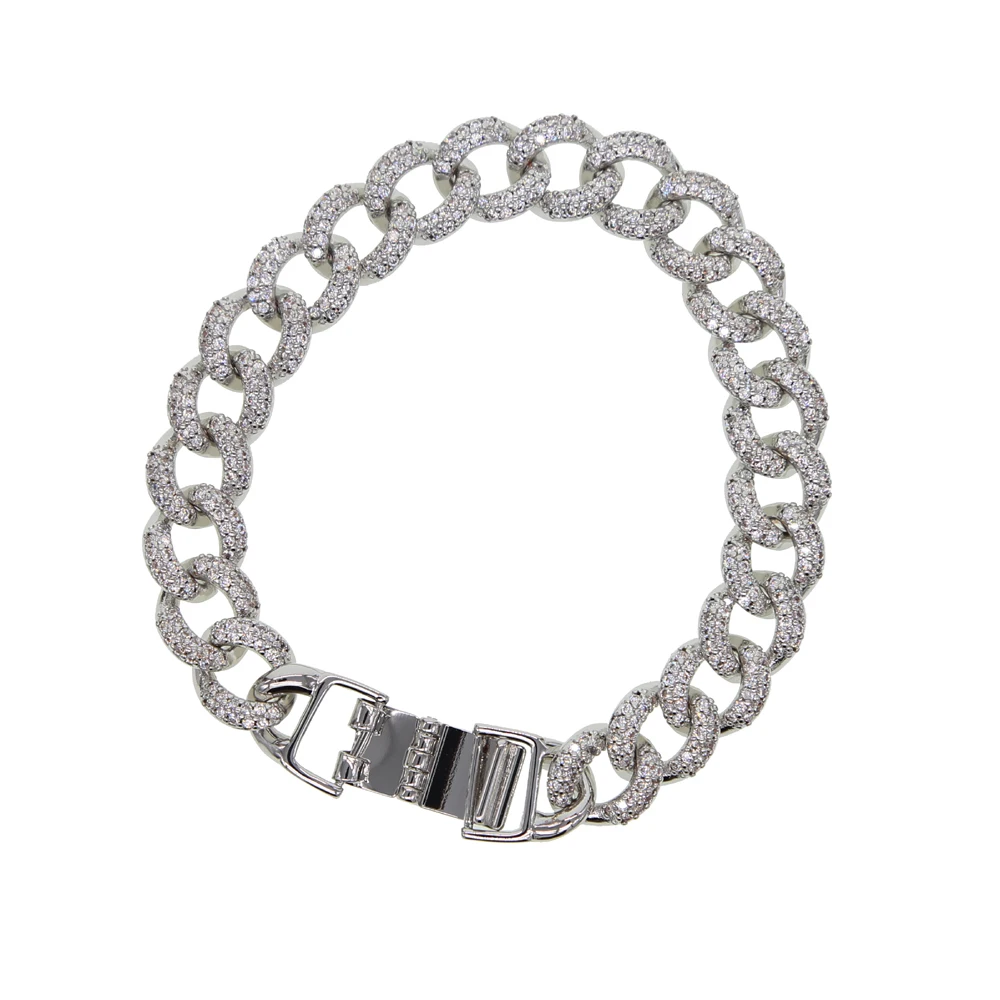 Iced Out Men's Hip Hop ice ice cubic zirconia Miami cuban Chain Bracelet with Gold Color plated Chain Jewelry - Image 5