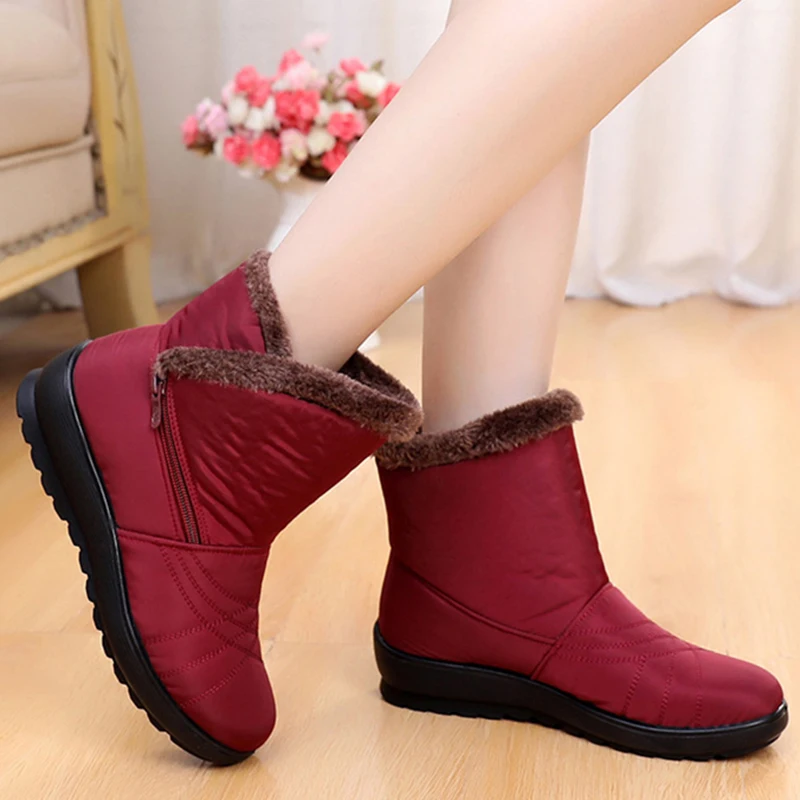 

Waterproof ankle boots for women non-slip new cotton mother winter shoes fur warm platform women snow boots botas feminina VT402