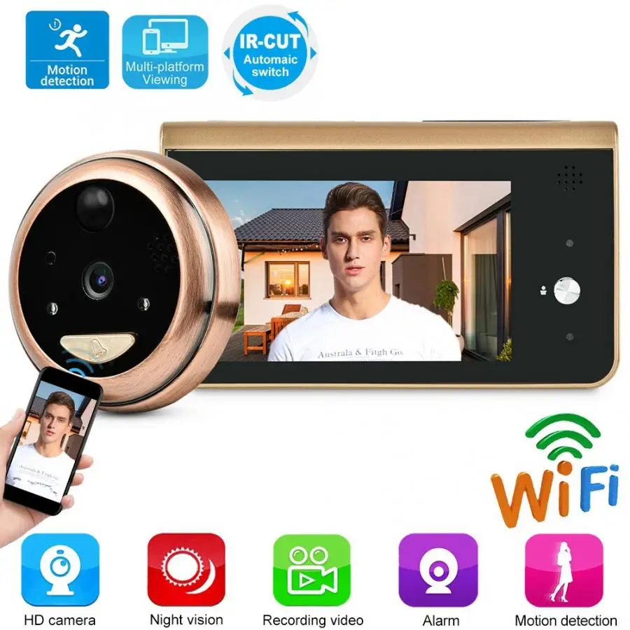 4,3 дюймов ЖК цветной экран цифровой дверной звонок wifi беспроводной умный дверной Звонок электронный дверной видео Звонок дверной камеры просмотра открытый дверной Звонок