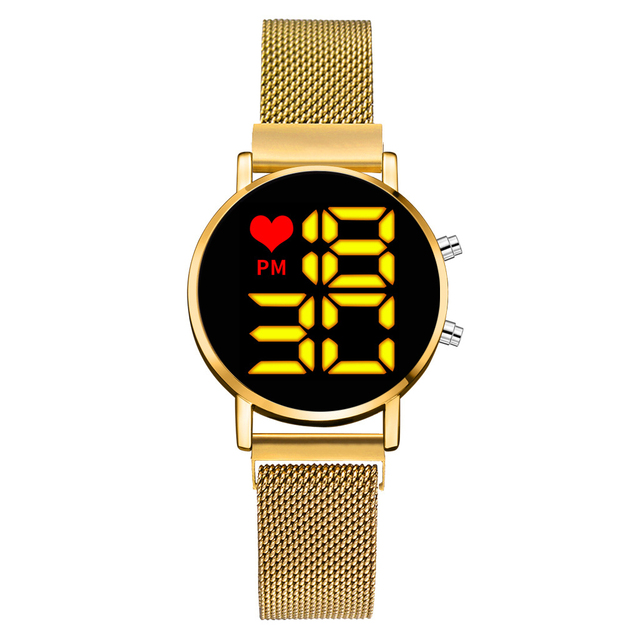 Digital Magnet Watches For Women Rose Gold Dress LED Ladies Quartz Wrist Watch Female Clock Relogio Feminino Dropshipping