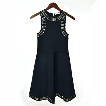 

Women casual Dress 2019 Autumn Black Dress Knit Off-Shoulder Sleeveless diamond Tank evening dress