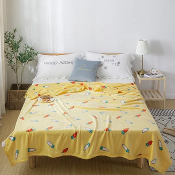 

Flannel Blanket Microfiber Plush Warm Sheet Sofa Cover Twin Queen Bed Blankets Hot Winter Soft Printed Coral Fleece Yellow