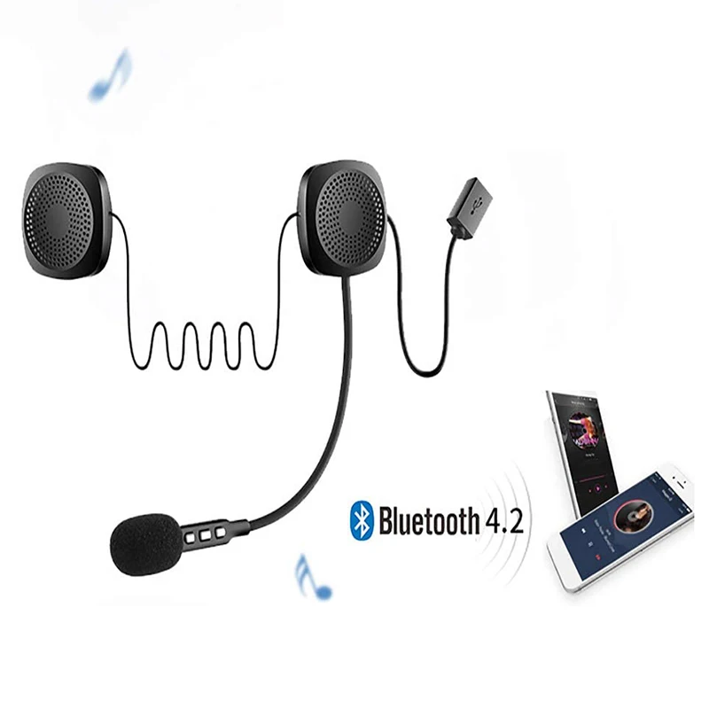 Wireless Motorcycle Helmet Bluetooth Headset and Intercom with Stereo Music and Voice Microphone Kit for Scooters