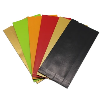 

200pcs/lot Colorful Open Top Kraft Paper Aluminum Foil Organ Bag Vacuum Heat Sealable Side Gusset Bag For Coffee Snacks Packing