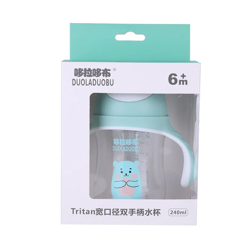 240ML Kids Baby Water Bottle  Portable Feeding Bottle With Straw Leak Proof Durable Water  Children's Wide Open Drinking Cup