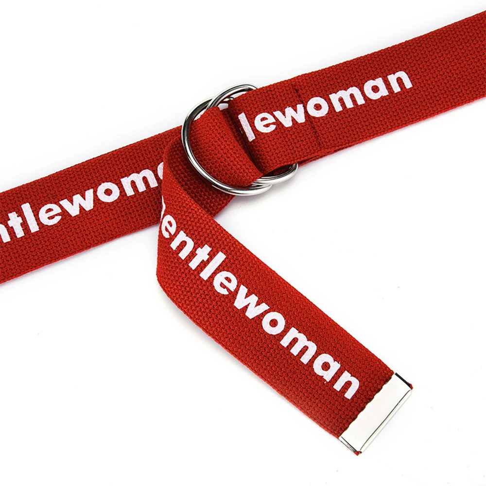 130cm Neutral Nylon Canvas Belt Printing Ring Double Buckle Student Belt Canvas waistband Belt with double buckle Fashion