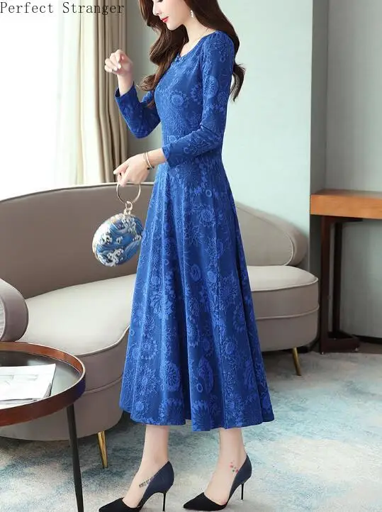 Goedkoop Hoge Kwaliteit Herfst Winter Nieuwe Collectie 2019 Hot Koop Kraag Strik Plus Size S 3XL Vrouw Lange Dresse