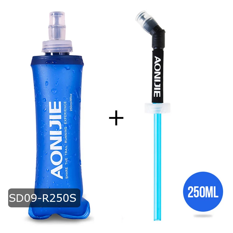 AONIJIE Спортивная BPA Складная мягкая фляжка, сумка для воды, бутылка для воды, чашка, чайник, гидратационный пакет, резервуар для воды - Цвет: 250ML. with Straw