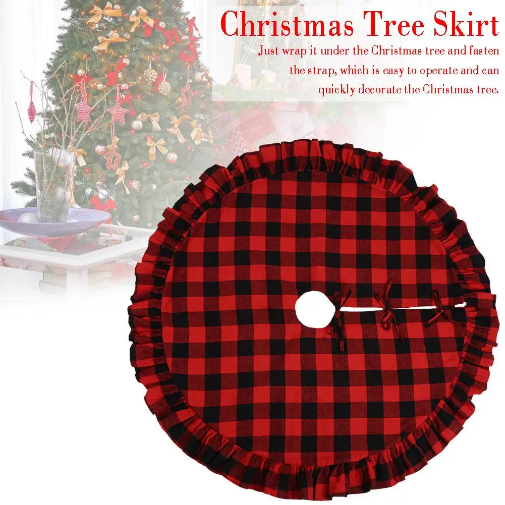 48 дюймов буйвола плед коврик под рождественскую елку красный двойные слои Рождественская елка юбка для гостиницы украшения для рождественской елки для дома 90 см