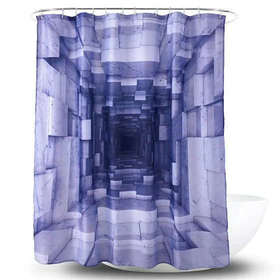 1PCS Thick Polyester Geometric Element 3D Digital Printing Bathroom Shower Curtains Waterproof Opaque Hotel Household Products - Цвет: White
