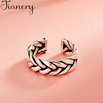 

JIANERY Fashion Silver Color Twist Weaving Rings For Women Engagement Statement Finger Ring anillos