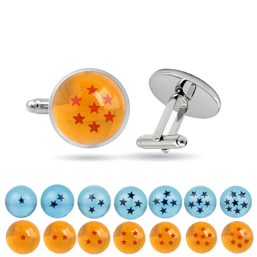 

Dropshipping Dragon Ball Cufflinks Dragon Ball Stars Cuff Links Silver Glass Tie Clip Handmade Gifts for Friends Jewelry Tie Bar