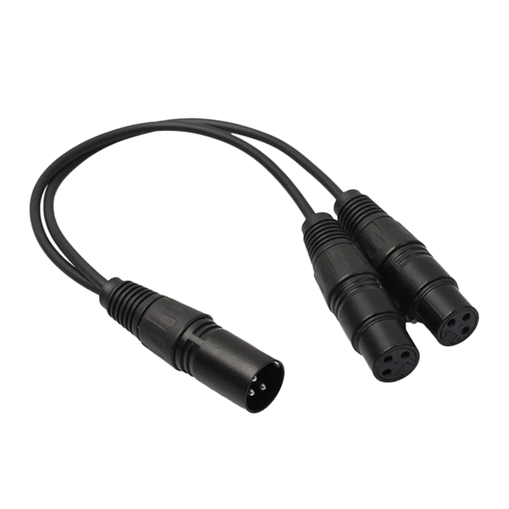 3-Pin XLR Female to 2 Dual Male Plug Y Splitter Cable Wire 20cm for Microphone Mic Connection