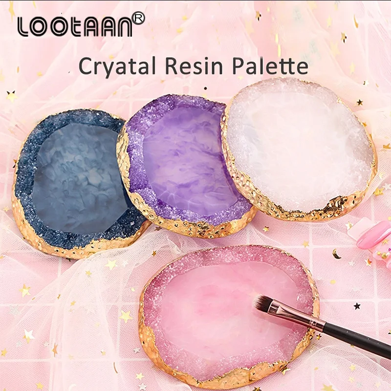 

Natural Resin Agate Nail Color Paint Palette Holder Drawing Nail Art Color Palette for Nail Color Mixing Display Nail Art Tools