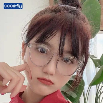 

Seemfly Personalized Jely-colored Glasses Frame Comfort Fashion Retro Computer Goggles Versatile Round Plain Eyeglasses Unisex