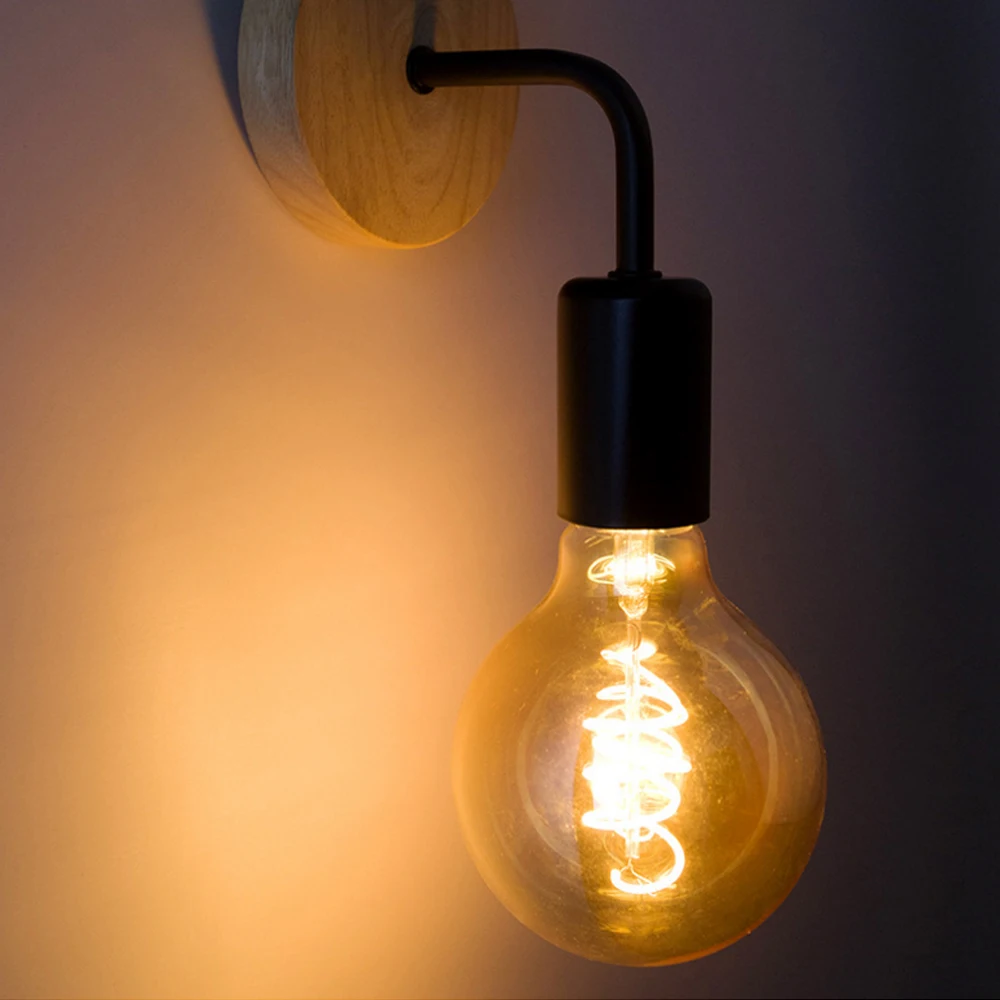 

AC85-265V Wood Wall Lamp Vintage Industrial Wall Light Retro E27 Light Bulb Wall Lamp For Home Bedside Loft Indoor Decor Fixture