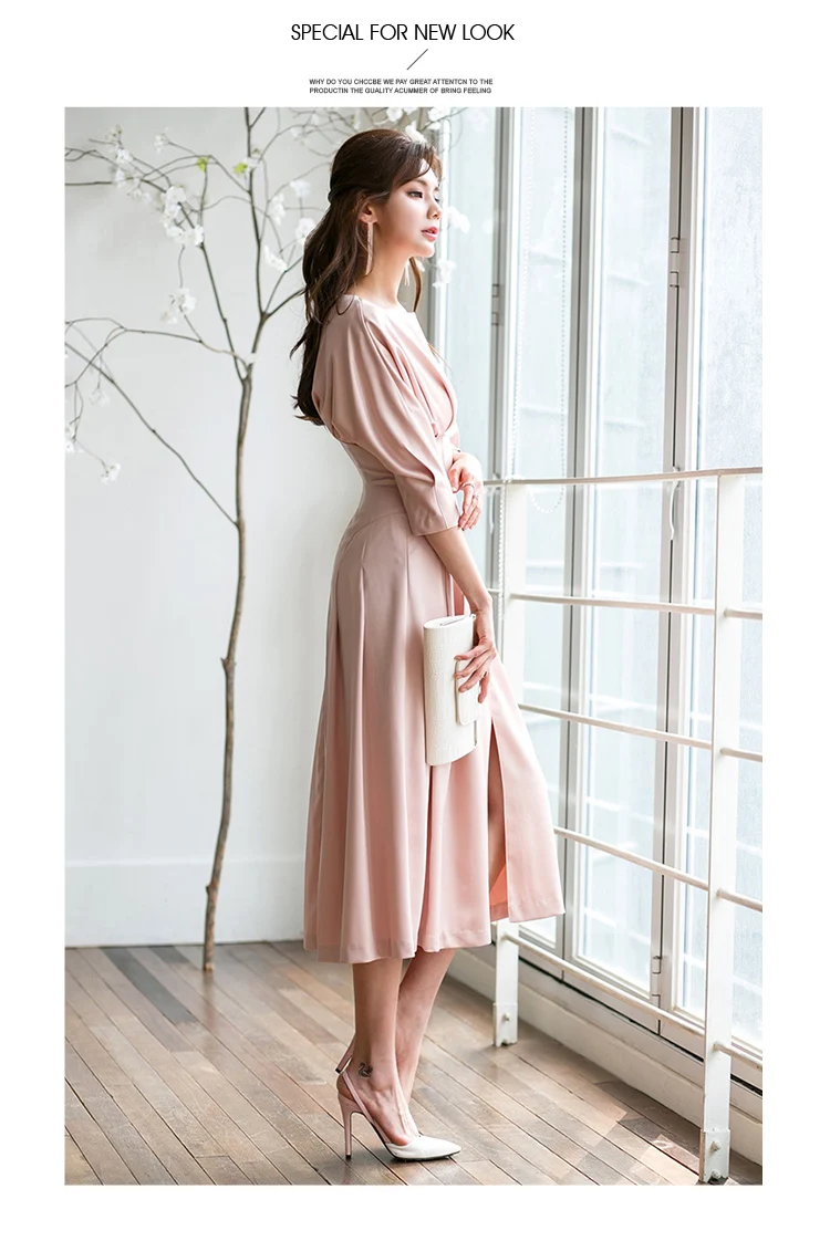 Элегантное платье Для женщин Повседневное vestido/Платье осень Офисные женские туфли с подиума, высокая мода вечерние платье с длинными рукавами