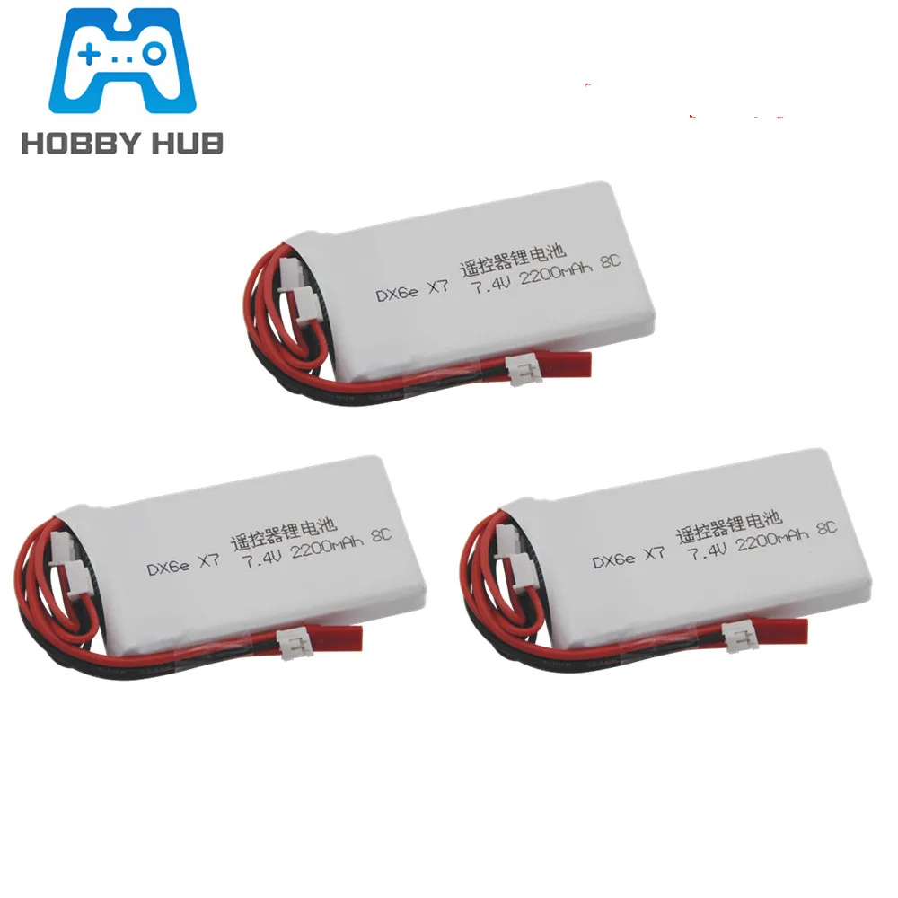 2S 7.4V 2200Mah Batteria Lipo Per Radiolink Rc3S 8C Rc4Gs Rc6Gs Dx6E Dx6 Per Taranis Q X7 Trasmettitore Di Ricambio Parte 1Pcs Per 10Pcs