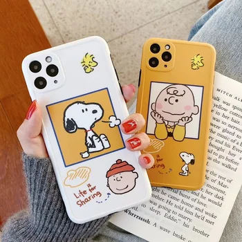 

Peanut Charlie Brown beagle dog Cartoon soft yellow Phone Case For iPhone 11 11pro max x xs max xr 7 8 plus Soft Cover