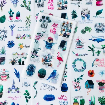 

6 Sheets /Pack Washi Paper Green Forest & Animals Penguin Stickers DIY Decorative Sealing Paste Stick Label