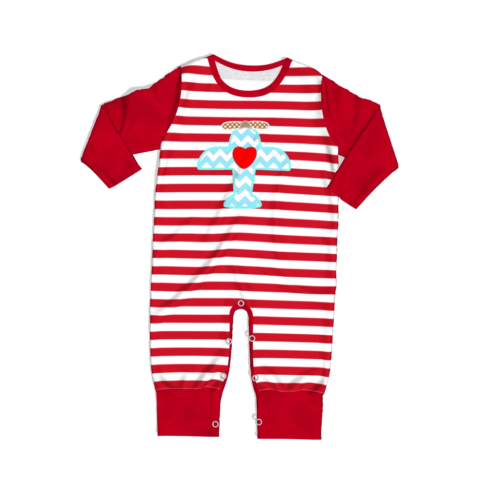 Conice nini/Одежда для девочек Новая полосатая одежда для малышей на День святого Валентина с маленьким самолетиком GPF909-801-HY